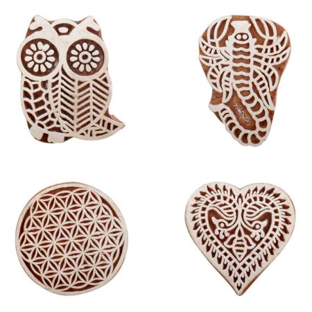 Set of 4 Piece New Mix Wooden Printing Block